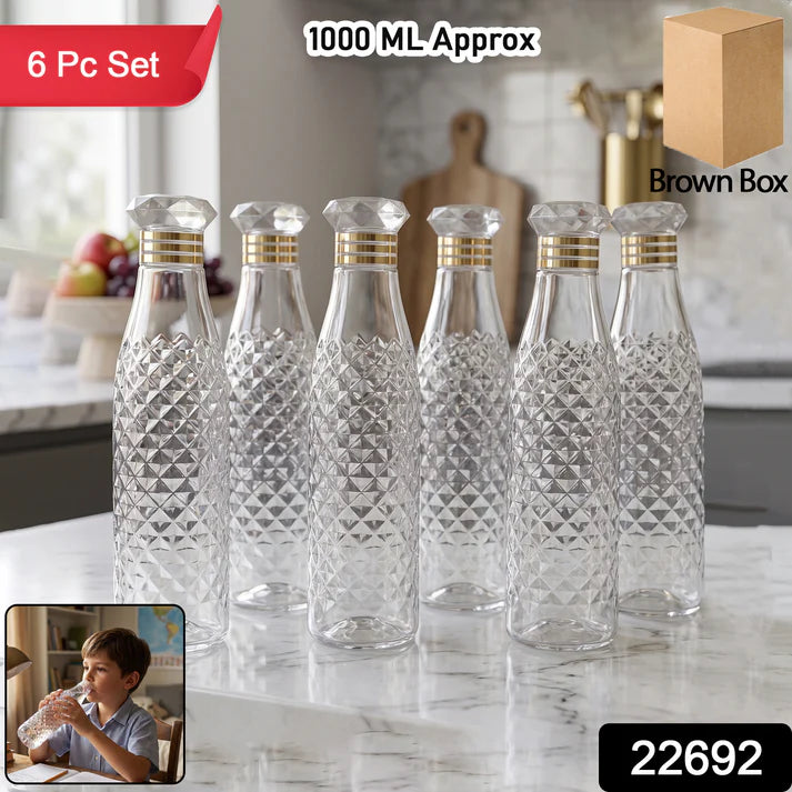 Water Bottle Set – Stylish 1000ml Capacity For daily use (Pack of 6)
