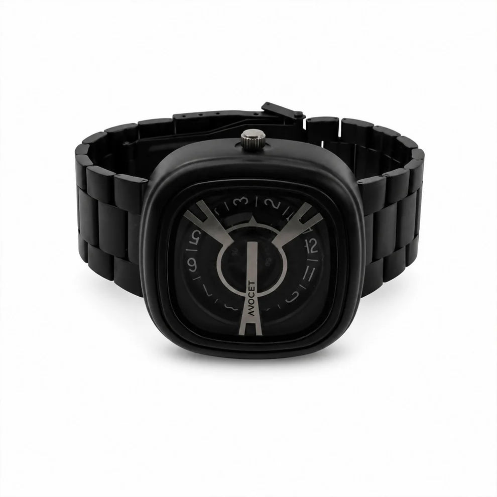 Black Metal Strap Square Analog Watch – Elegant & Bold Accessory