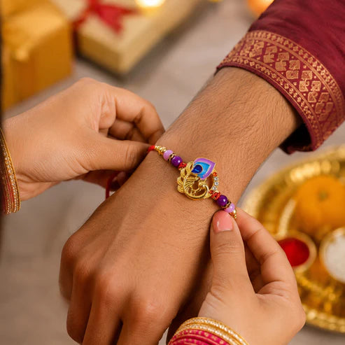 Rakshabandhan Peacock Rakhi – Elegant Traditional Brother Gift (pack of 10)