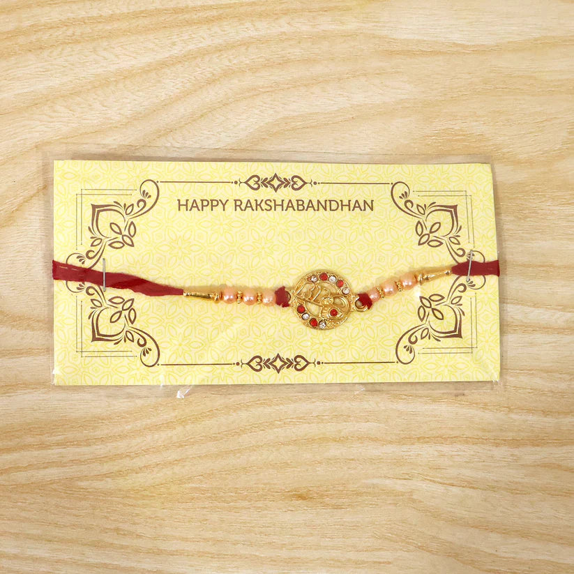 Rakhi – Elegant pearl bead design with red thread for siblings (pack of 6)