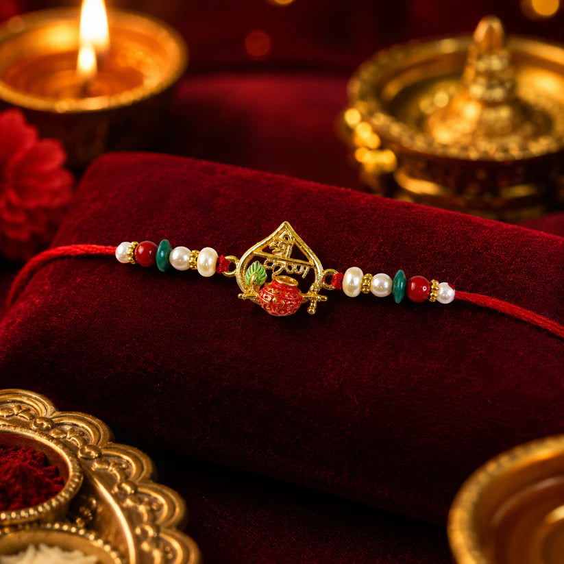 Traditional Rakhi with Beaded Design – Elegant Festival Accessory (pack of 6)