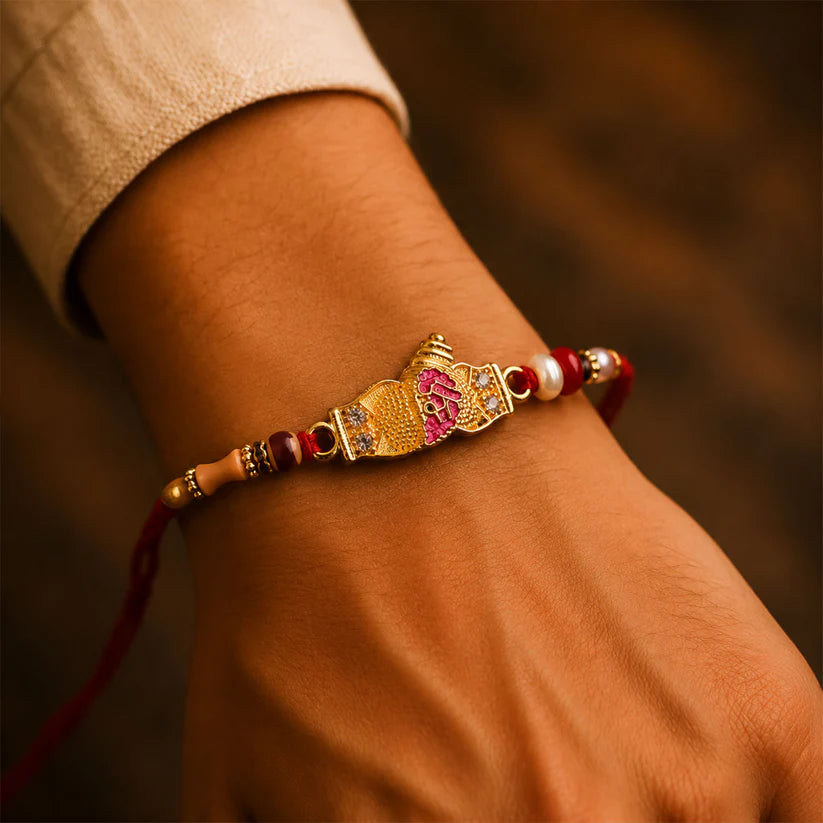 Designer Rakhi with Beads & Pearl Detail – Elegant & Festive